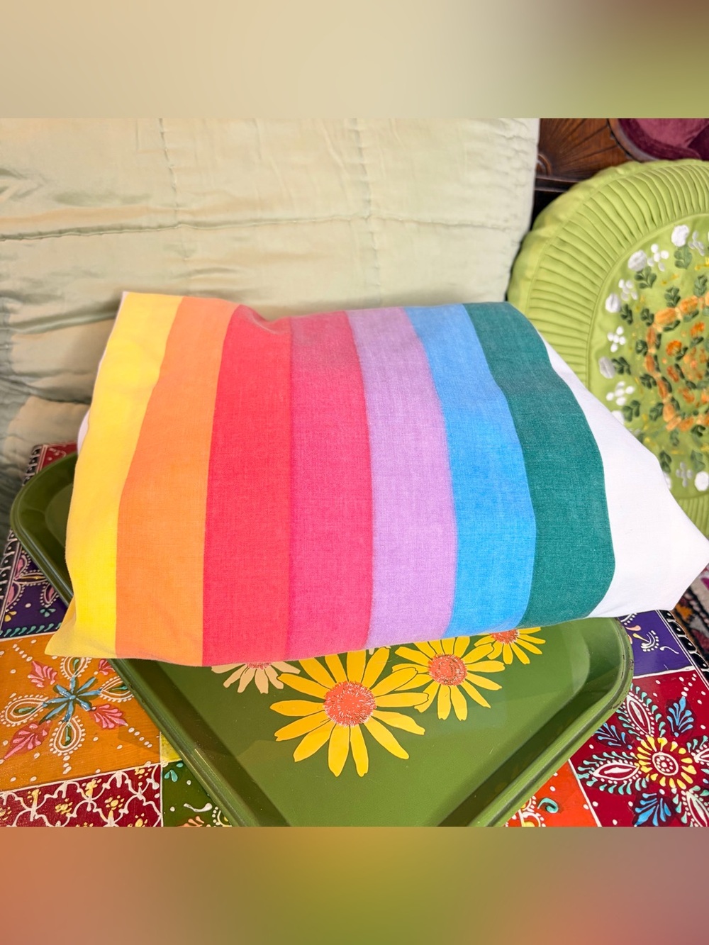 70s Rainbow Fitted Queen Sheet *As Is*